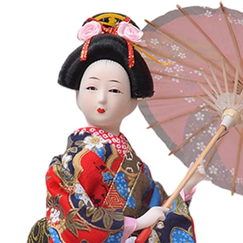 FQRDKT Traditional Japanese Geisha Doll, 30cm Folk Art Kimono Figure for Home and Office, Style D - Thumbnail 4
