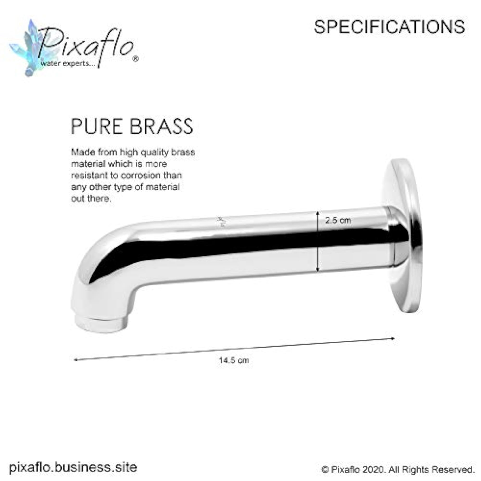 Florent Brass Bath Tub Plain Spout with Wall Flange