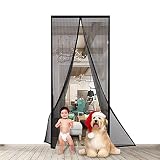Fliegengittertüren Magnet, 80 x 200cm Insektenschutz Fliegenvorhang für Tür von oben nach unten automatisch abdichtend, geeignet für Schlafzimmer/Balkon/Kinderzimmer/Küche