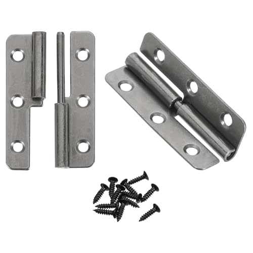 Image of sourcing map 2Pcs Lift Off Hinge, 2" Detachable Lift Off Hinges Left Handed Slip Joint Flag Hinges Rising Butt Door Hinges, Black