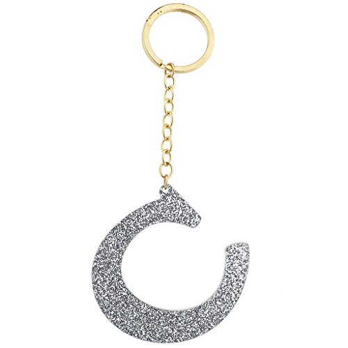 Porte-clés paillettes lettre C argenté doré bijou de sac femme