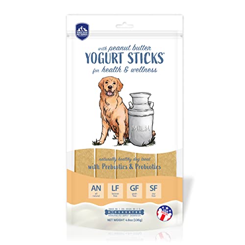 Yogurt Sticks | Prebiotic & Probiotics | Protein Rich - Lactose Free - Gluten Free - Corn Free - Grain Free | USA Made | for All Breeds | 6 pieces of Droolicious Yogurt Sticks | Peanut Butter Flavor