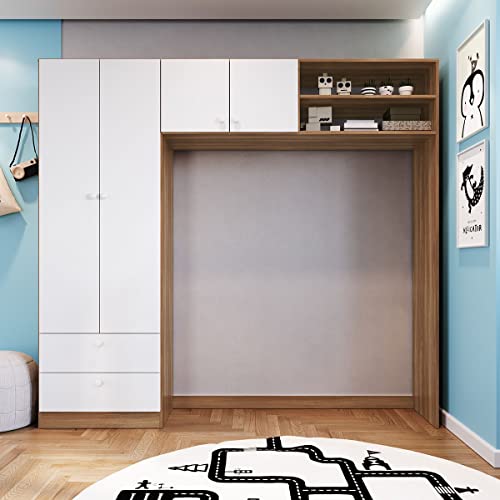 Quarto Infantil Completo Berço 3 em 1 Guarda Roupas e Cômoda Cor: Manchester com branco