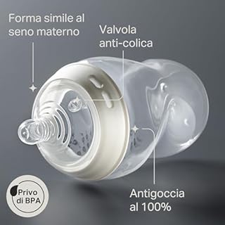 Tommee Tippee biberon anti-colica Natural Start 260ml, con tettarella simile al seno materno, valvola anti-colica, autosterilizzante, blu ciano, 2 pezzo