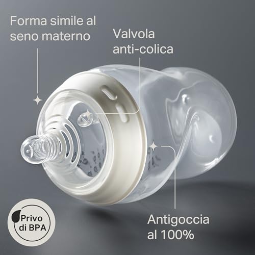Tommee Tippee Biberon Anti-Colica Natural Start 260Ml, 6 Pezzo Con Tettarella Simile Al Seno Materno, Valvola Anti-Colica, Autosterilizzante, Decorato - 5