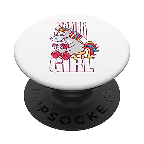 Gamer Girl Gaming Video Game Player Nerd Geek Gamer Nerd PopSockets Swappable PopGrip, Black
