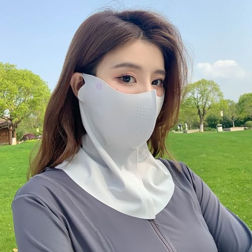 Jotekonoby Protector facial de protección solar para exteriores, bloqueo UV, ajuste transpirable, para mujer, con cara personalizable, parasol ligero de nailon para senderismo (gris)
