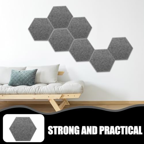 Paneles acústicos hexagonales 8 piezas, paneles absorbentes de sonido, fieltro para insonorización, paneles adhesivos para pared, reducción de ruido, gris oscuro miniatura 7