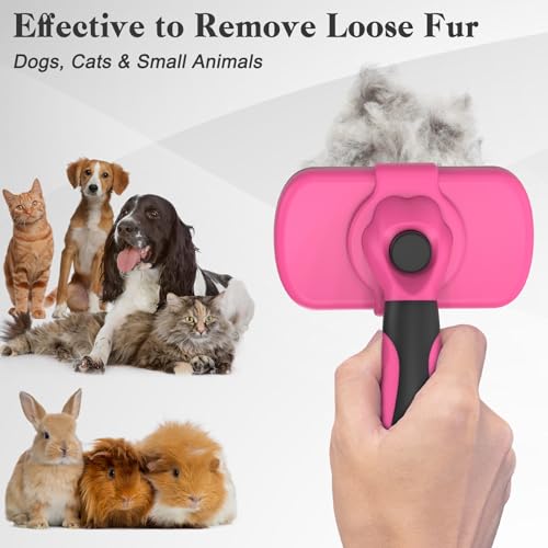 image for Swihauk Self Cleaning Slicker Brush for Dogs & Cats - Skin Friendly Gr