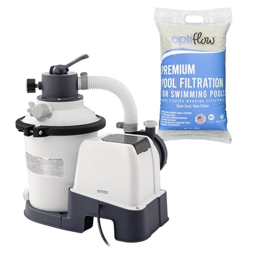 Intex 26641EG Krystal Clear Sand Filter Pump for Above Ground Pools Bundled with OptiFlow Premium Pure Silica Filter Sand, 50 lb Bag