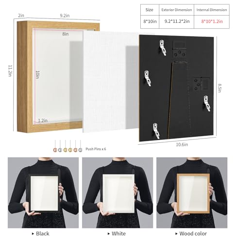 MUXIUNT 8x10 Shadow Box Picture Frame Display Case with Real Glass Panel and Soft Linen Back,Brown Deep Shadow Memory Box Frame 8x10 for Flower Baby Pet Wedding Photo Craft Memorial Gift