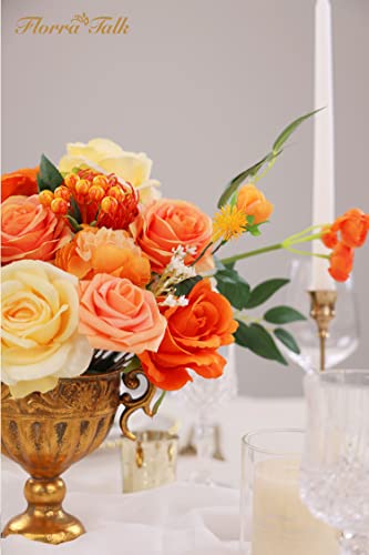 Florra Talk Artificial Orange Flowers Combo Burnt Orange Fake Flowers Orange Roses Box Set For Diy Wedding Bouquet Fall Centerpieces Arrangements Gift Party Bridal Baby Shower Home Decor(Burnt Orange) #TOP4