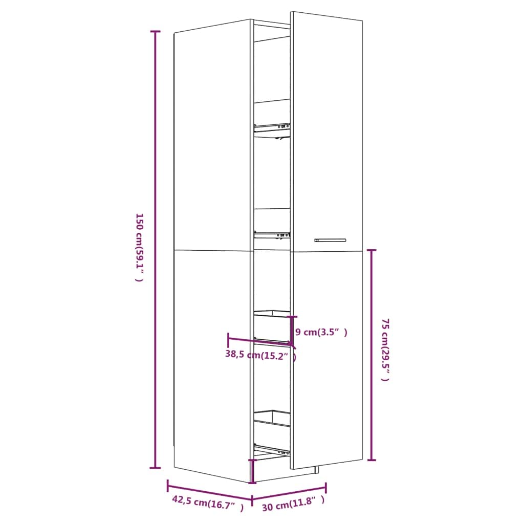 Schränke & Aufbewahrung Apothekerschrank Hochglanz Weiß 30x42,5x150 cm Holzmöbel
