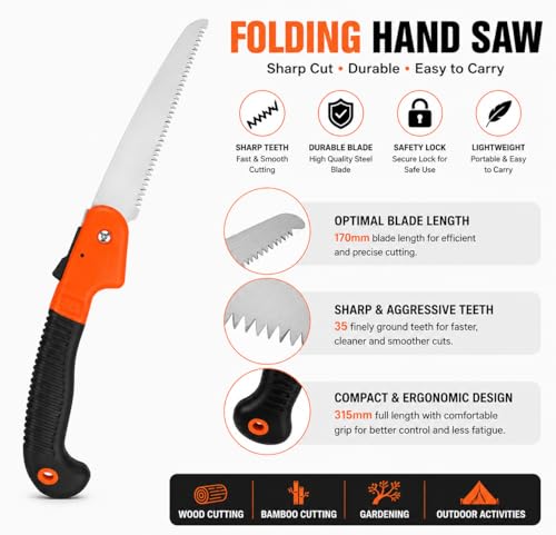 Image of Heavy Duty Plant Cutter - Outdoor Hacksaws, 18 cm Steel Blade, Folding Saw for Patio Repair & Travel Camps (PACK OF 2)