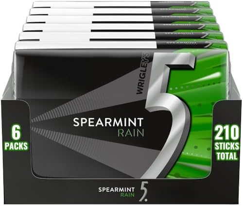 5 Gum Sugarfree Gum, Spearmint Rain, 35-stick pack (6 packs total) 35 Count