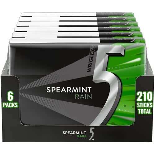 5 GUM Spearmint Rain Sugar Free Chewing Gum Refreshing Invigorating