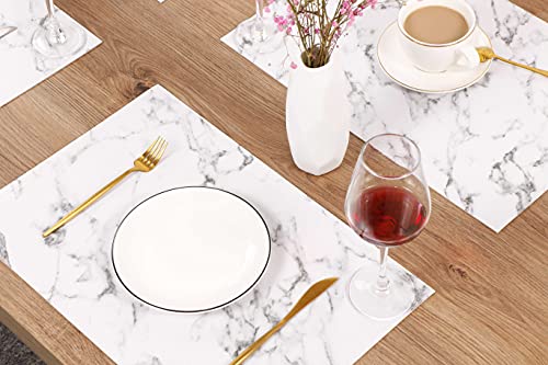 Marble Faux Leather Pu Placemats, Set Of 4, Washable, Stain Resistant For Dining Room Kitchen Table Decor #TOP4