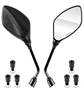 Evermotor Universal Motorrad Spiegel Rückspiegel Set 2x M10 Rechtsgewinde, 2x M8 Rechtsgewinde + ...