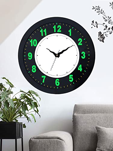 Image of Elica Round Analog Wall Clock with LED Back Light (Green)