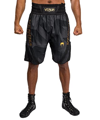Venum Men's Standard Razor Boxing Shorts, Black/Gold, Large #TOP21