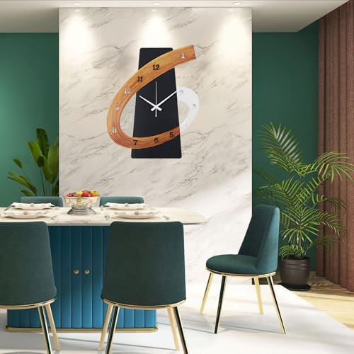 Reloj de pared decorativo grande negro silencioso 20 pulg. miniatura 4