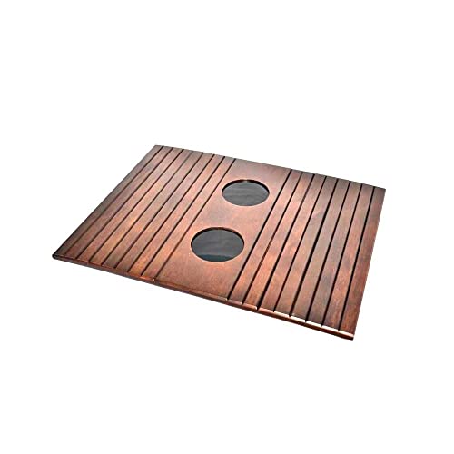 Bandeja Esteira para Braço de Sofá MDF Mel com Porta Copos
