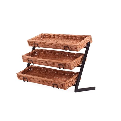 e-wicker24 Présentoir-etagère 3 étages,corbeille à fruits,panier de rangement,stockage en metal,présentoir de marché, Étagère pour organisateur (64x34 H44)