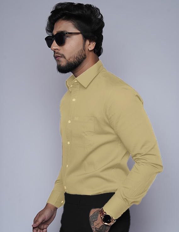 Image of Men's Slim Fit 100% Cotton Solid Full Sleeve Shirt | Premium Casual & Formal Wear for Men