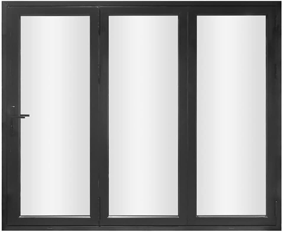 Pemberly Row 3-Panel Folding Glass Door, 95.5 x 79.5 in, Black Finish, Premium Aluminum Construction, Tempered Low-E Glass, Smooth Operation, Space-Saving Design, for Patio or Indoor/Outdoor Use