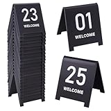 OLYCRAFT 25 Stück Tischnummern Für Restaurants 1 25 Acryl Tischnummern Doppelseitig Tischaufsteller Schwarze Tischnummern 6x6.2x6.5cm Für Bankette Empfänge Partys Restaurants Hochzeiten
