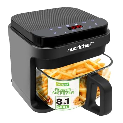 Nutrichef 5.8 Quart Air Fryer with Transparency