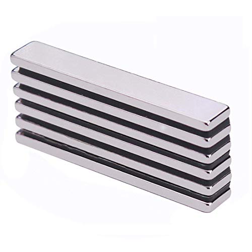 6Pcs Neodymium Bar Magnet, DIY, Construction, Science, Craft and Office Strong Rare Earth Metal Neodymium Magnets - 60 x 10 x 3 mm