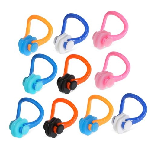 Hemoton 10pcs Swimming Nose Clips Comfortable Nonslip Silicone Nose Plugs for Adults Compact Carry Case Included Swim Gear for Training and Water Sports