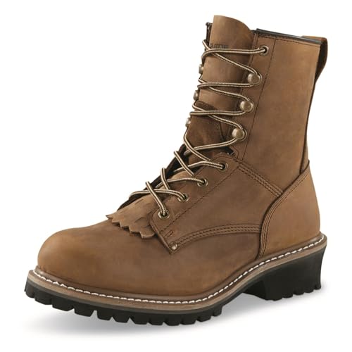 Guide Gear Men's Sawtooth 2.0 Logger Work Boots, Leather Uppers, Rubber Sole Shoes2