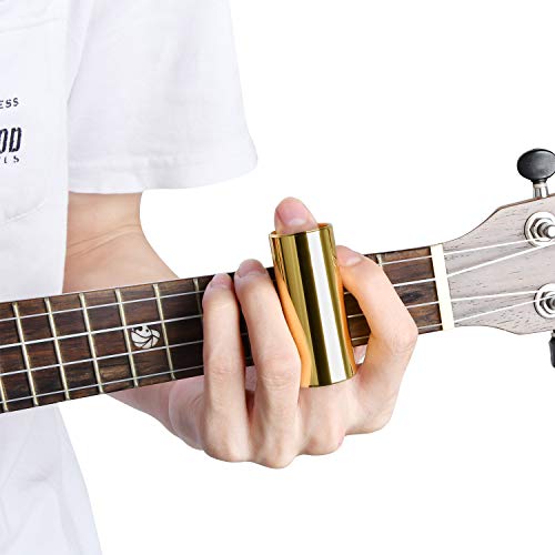 Akamino 4 Pieces Medium Guitar Slides, 5 Pieces Guitar Picks 4 Piece Plastic Thumb & Finger Picks 4 Finger Pick Protectors with Cleaning Cloth in Metal Box