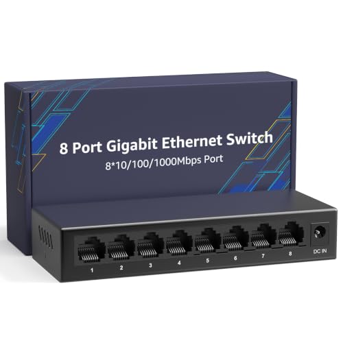 YuanLey Switch Réseau Ethernet Gigabit 8 Ports, Bureau/Montage Mural