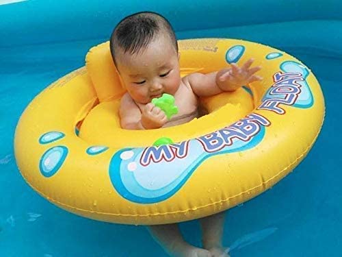 ADJD Inflatable Swim Pool Float Water Float Ring Tube Swimming Baby Safety Seat Float Ring Red Fire Engine Shape Tube Water Toys Air Mattress for Kids and Adults (Yellow Baby Float)