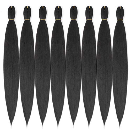 Pre-Stretched Braiding Hair Extensions 8 Packs Hot Water Setting Yaki Straight Itch Free Braiding Hair Low Temperature Synthetic Fibers Easy Braid Professional Crochet Braids Hair(24 inch,#2)