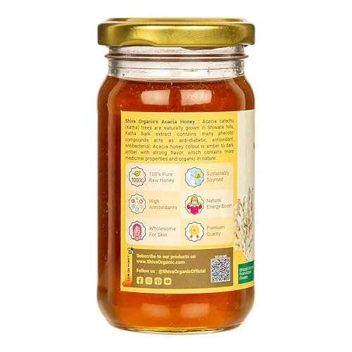 Image of Shiva Organic Raw Acacia Honey 250g | 100% Pure NMR Tested | Raw and Unprocessed