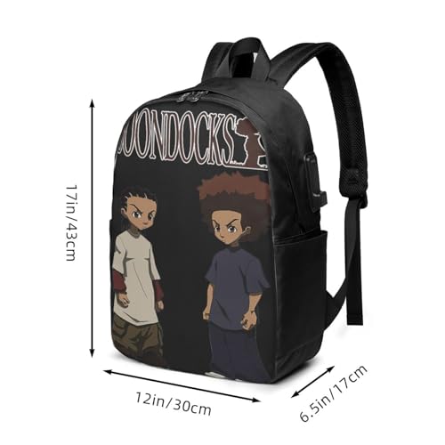 The Cute Boondocks Laptop Backpack With Usb Charging Port Large Travel Bags Unisex Adult Gym Bags Daypack for Activities Breathable Work Rucksack Notebook Bag for Men&Women3
