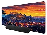 Tappetino Mouse XXL, 900 x 400 x 3 mm Tappetino per Mouse con Motivo Colore Arancione, Tappetino Scrivania da Gaming in Gomma Antiscivolo di Grande Dimensione per Gioco, Laptop, Computer - Città V-8
