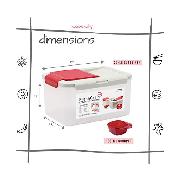 Komax Biokips Extra Large Food Containers, 20lb Food Storage Bins with