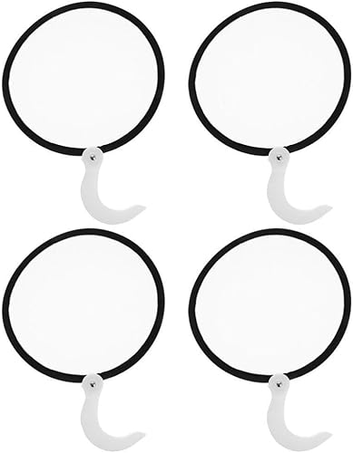 BESTOYARD Paquete de 4 ventiladores de mano plegables para boda, color blanco, con forma redonda, surtido de abanicos de acordeón con mango de