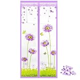 57lilina Door Mesh Screen with Magnet, Fly Hanging Temporary Magic Patio Heavy Duty Front Back Screen Magnetic Closure, Portable French Net for Door to Keep Bugs Out Doorway Curtain 35x83 in