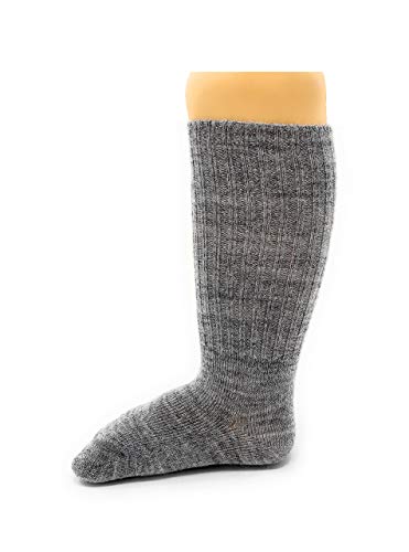 Warrior Alpaca Socks - Infant & Toddler Baby Alpaca Wool Socks, Unisex, Cuff-Able Knee High, Solid, Dye & Bleach Free (9-18 Months, Natural Grey) #TOP2