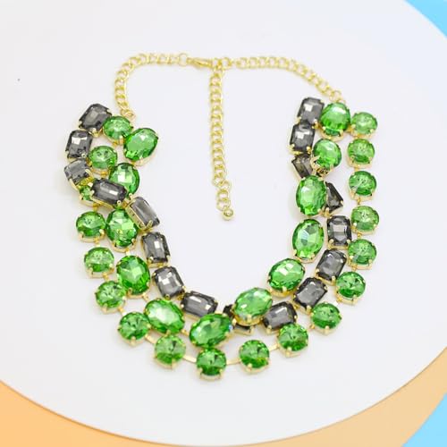 Crystal Rhinestone Heart Gemstone Choker Collar Necklace for Women Sparkly Colored Emerald Neck Chain Statement Necklace For Women2