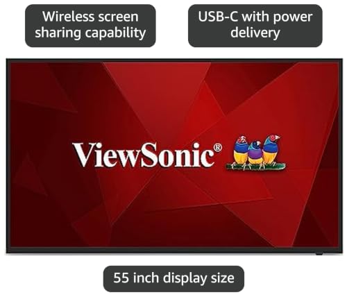 Image of ViewSonic CDE5512 55 inch 4K UHD Commercial Display with VESP, Wireless Screen Sharing, USB Wi-Fi Capabilities, RJ45, HDMI, USB C