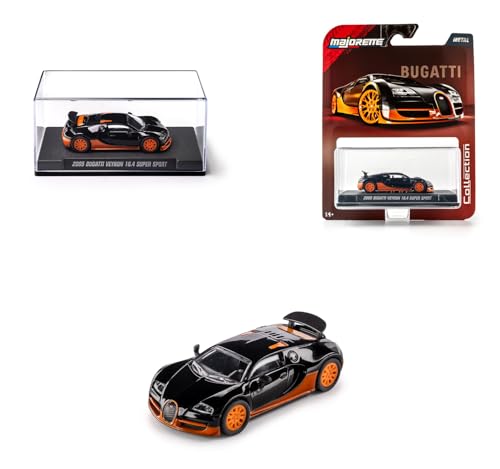 Jada Majorette Collection – Bugatti Veyron SS 1:64 Die-Cast Model Car with Rubber Tires & Display Case, for Collectors & Adults