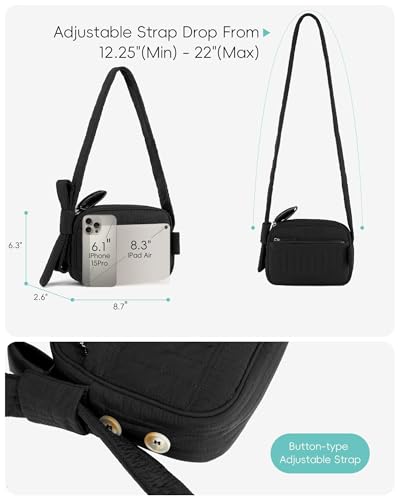 HomemeDiary Small Puffer Crossbody Bags for Women, RFID Travel Quilted Shoulder Purses, Puffy Handbags with Wide Strap3