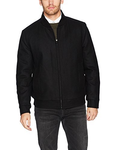 Marc New York by Andrew Marc Men s Barlow Melton Wool Bomber Jacket, Black, X-Large